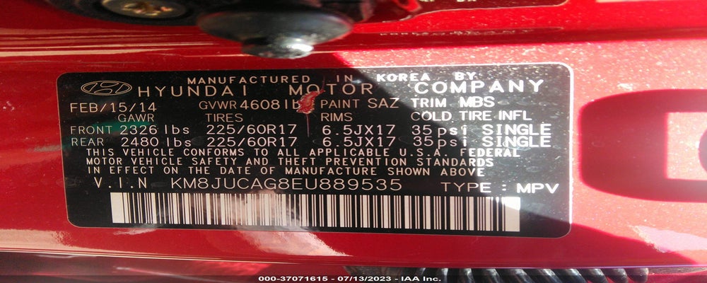 KM8JUCAG8EU889535 2014 HYUNDAI TUCSON photo no. 9