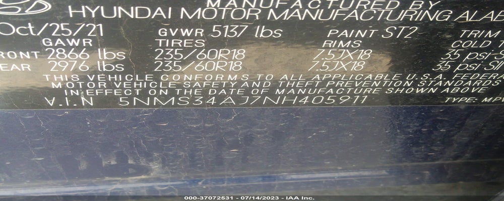 5NMS34AJ7NH405911 2022 HYUNDAI SANTA FE photo no. 9