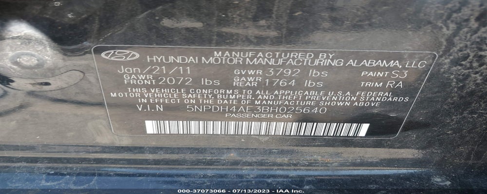 5NPDH4AE3BH025640 2011 HYUNDAI ELANTRA photo no. 9