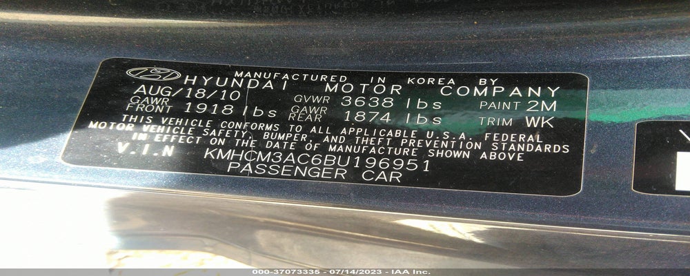 KMHCM3AC6BU196951 2011 HYUNDAI ACCENT photo no. 9