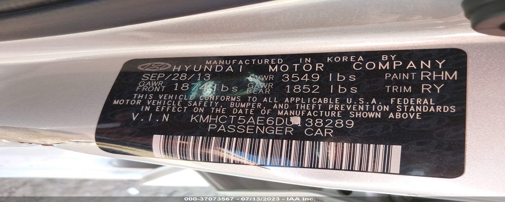 KMHCT5AE6DU138289 2013 HYUNDAI ACCENT photo no. 9