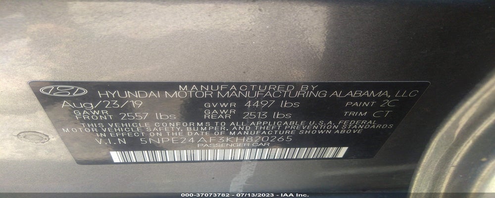 5NPE24AF3KH820265 2019 HYUNDAI SONATA photo no. 9