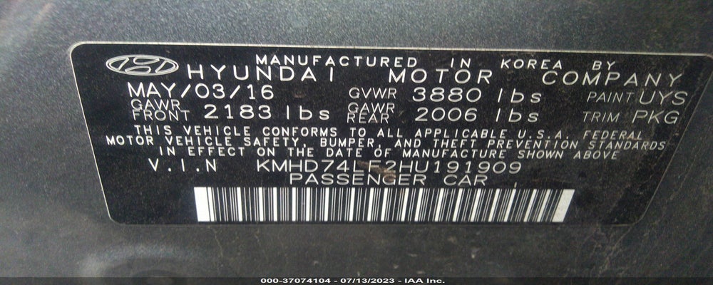 KMHD74LF2HU191909 2017 HYUNDAI ELANTRA photo no. 9