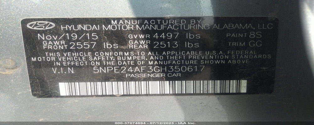 5NPE24AF3GH350617 2016 HYUNDAI SONATA photo no. 9