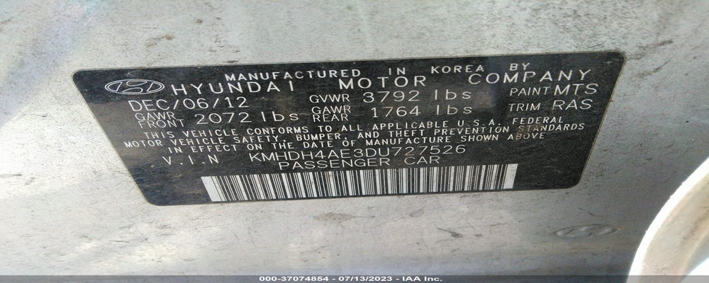 KMHDH4AE3DU727526 2013 HYUNDAI ELANTRA photo no. 9