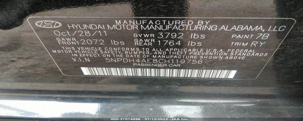 5NPDH4AE8CH119756 2012 HYUNDAI ELANTRA photo no. 9