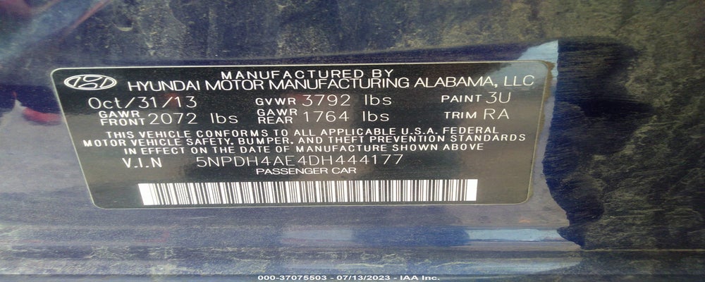 5NPDH4AE4DH444177 2013 HYUNDAI ELANTRA photo no. 9