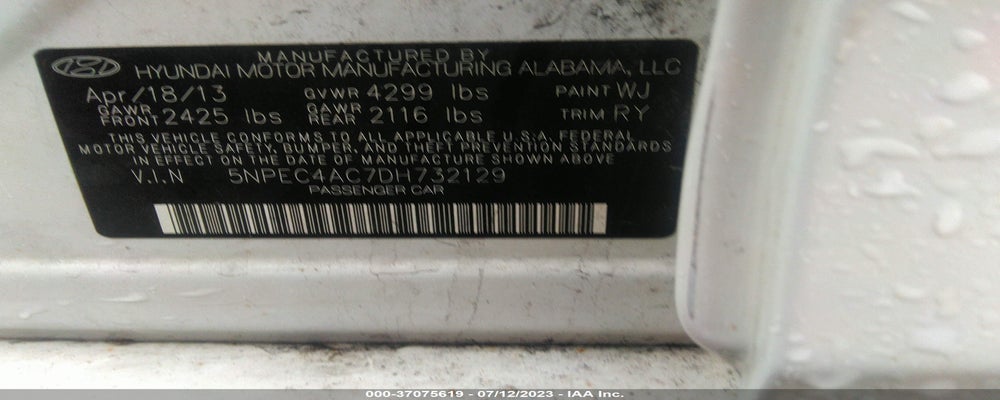 5NPEC4AC7DH732129 2013 HYUNDAI SONATA photo no. 9