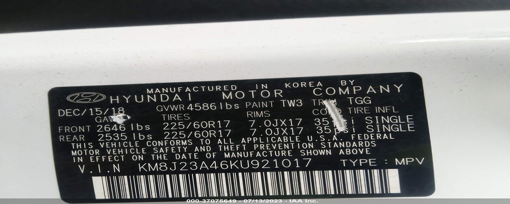 KM8J23A46KU921017 2019 HYUNDAI TUCSON photo no. 9