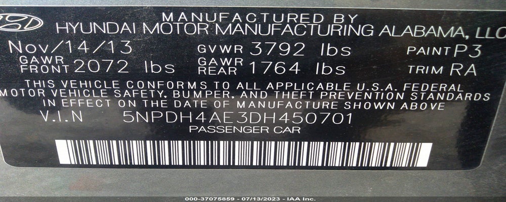 5NPDH4AE3DH450701 2013 HYUNDAI ELANTRA photo no. 9