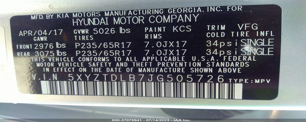5XYZTDLB7JG505726 2018 HYUNDAI SANTA FE SPORT photo no. 9