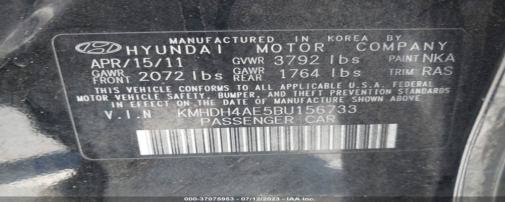KMHDH4AE5BU156733 2011 HYUNDAI ELANTRA photo no. 9