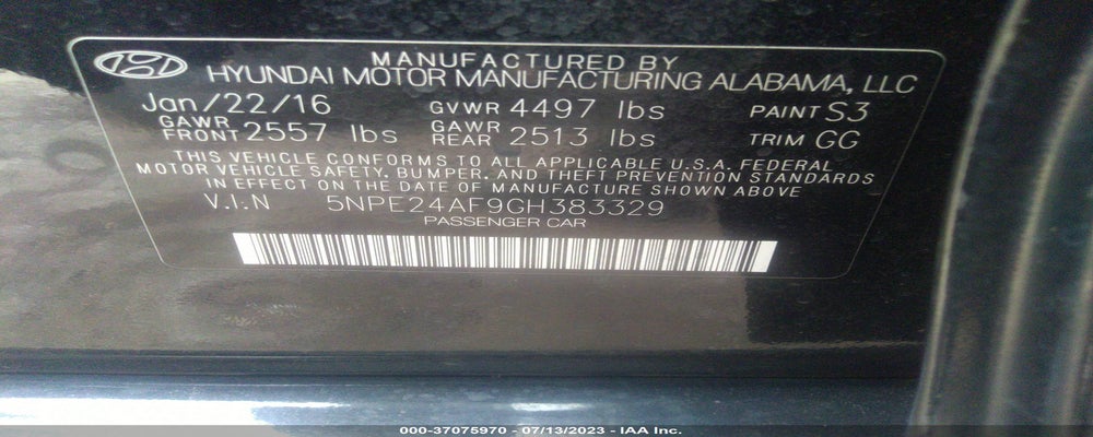 5NPE24AF9GH383329 2016 HYUNDAI SONATA photo no. 9