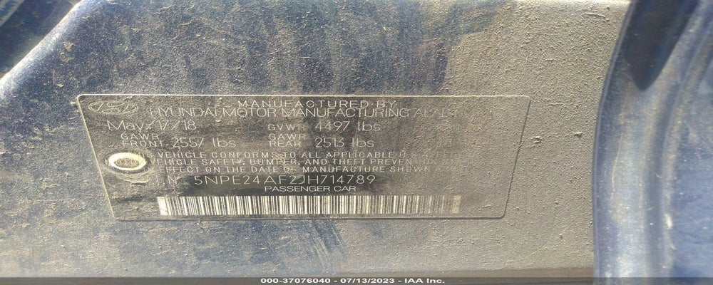 5NPE24AF2JH714789 2018 HYUNDAI SONATA photo no. 9