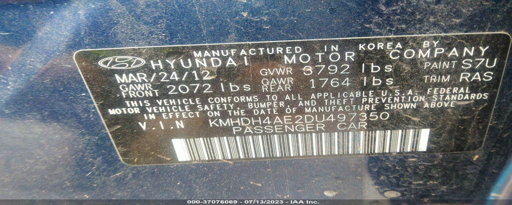 KMHDH4AE2DU497350 2013 HYUNDAI ELANTRA photo no. 9
