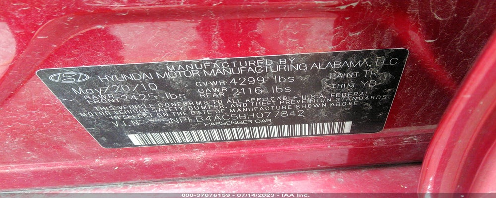 5NPEB4AC5BH077842 2011 HYUNDAI SONATA photo no. 9