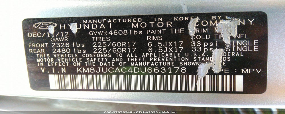 KM8JUCAC4DU663178 2013 HYUNDAI TUCSON photo no. 9