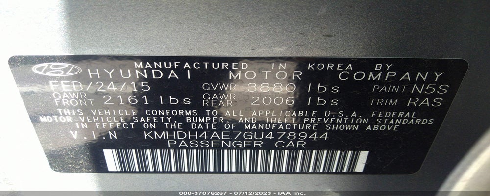 KMHDH4AE7GU478944 2016 HYUNDAI ELANTRA photo no. 9
