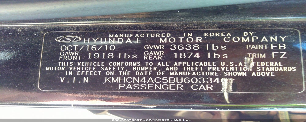 KMHCN4AC5BU603340 2011 HYUNDAI ACCENT photo no. 9