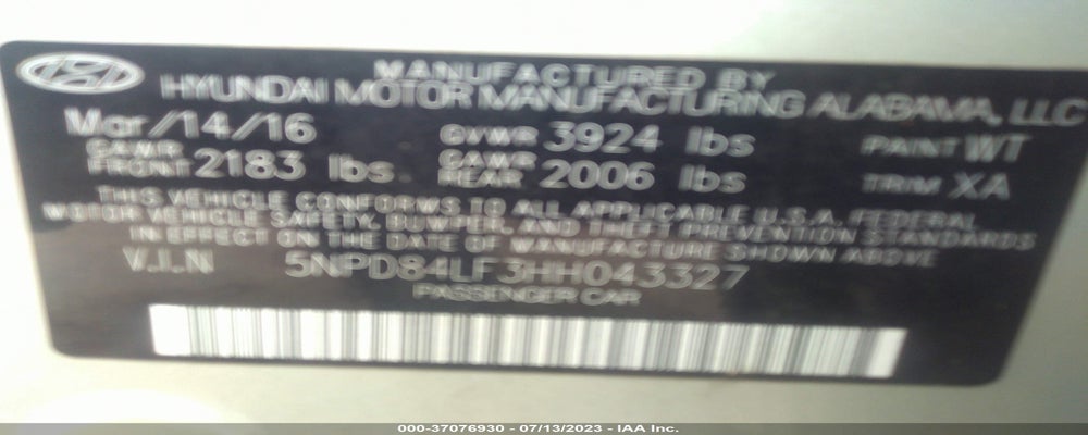 5NPD84LF3HH043327 2017 HYUNDAI ELANTRA photo no. 9