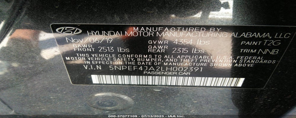 5NPEF4JA2LH002391 2020 HYUNDAI SONATA photo no. 9