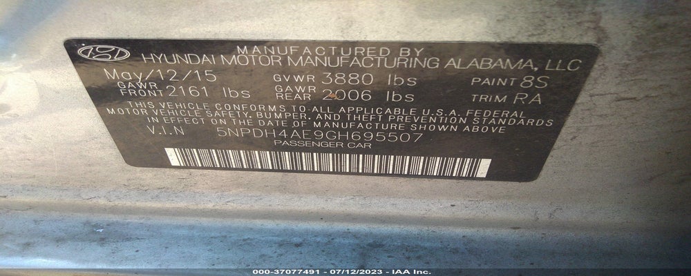 5NPDH4AE9GH695507 2016 HYUNDAI ELANTRA photo no. 9