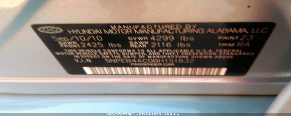 5NPEB4AC0BH151832 2011 HYUNDAI SONATA photo no. 9