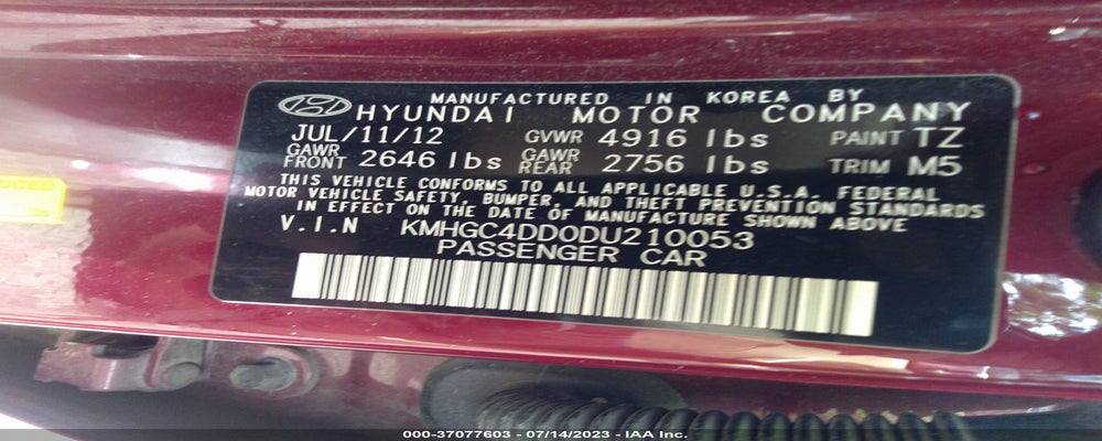 KMHGC4DD0DU210053 2013 HYUNDAI GENESIS photo no. 9