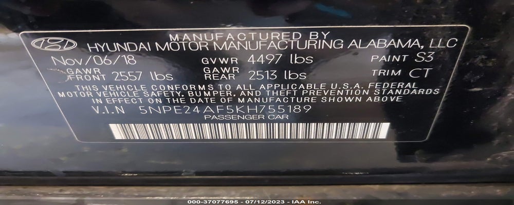 5NPE24AF5KH755189 2019 HYUNDAI SONATA photo no. 9