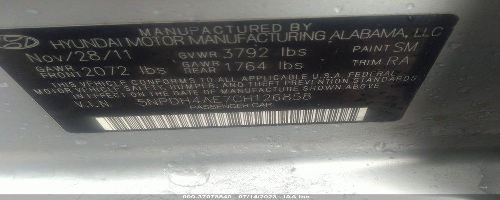 5NPDH4AE7CH126858 2012 HYUNDAI ELANTRA photo no. 9