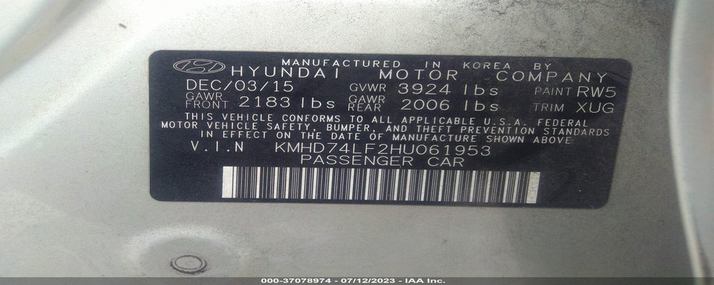 KMHD74LF2HU061953 2017 HYUNDAI ELANTRA photo no. 9