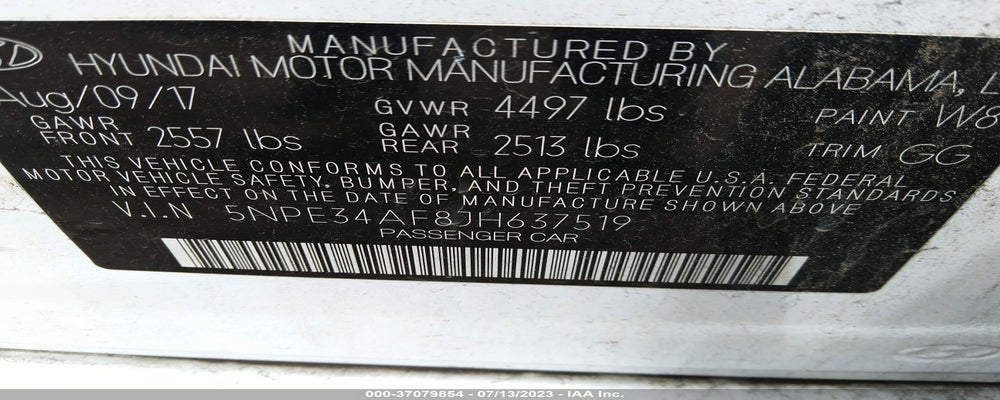 5NPE34AF8JH637519 2018 HYUNDAI SONATA photo no. 9