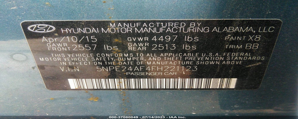 5NPE24AF4FH221123 2015 HYUNDAI SONATA photo no. 9
