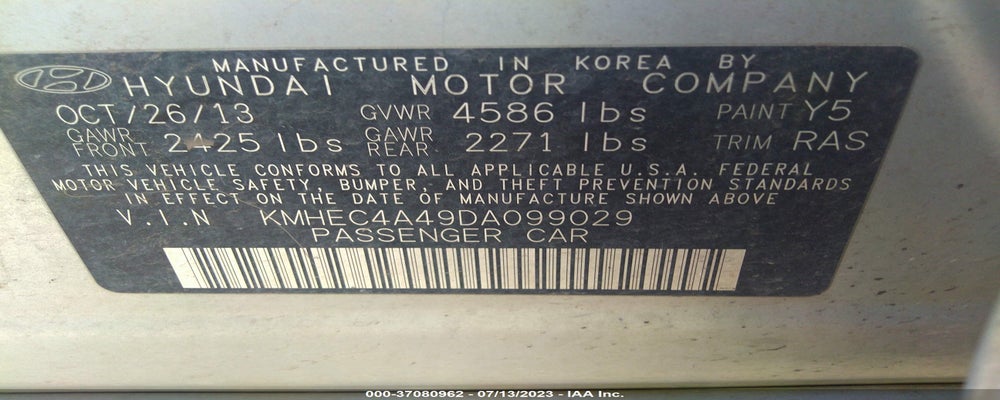 KMHEC4A49DA099029 2013 HYUNDAI SONATA HYBRID photo no. 9