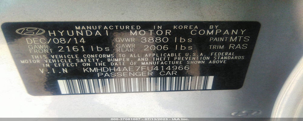 KMHDH4AE7FU414966 2015 HYUNDAI ELANTRA photo no. 9