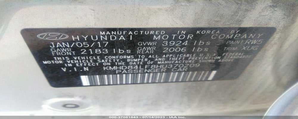 KMHD84LF8HU370209 2017 HYUNDAI ELANTRA photo no. 9