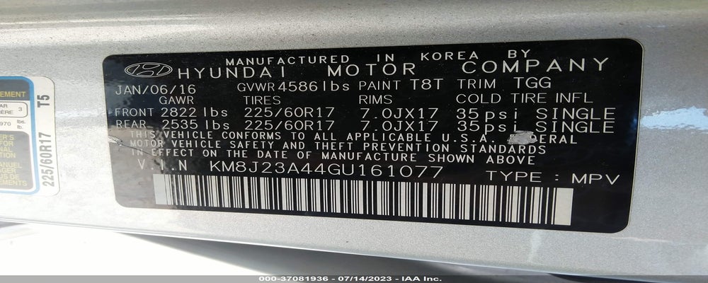 KM8J23A44GU161077 2016 HYUNDAI TUCSON photo no. 9