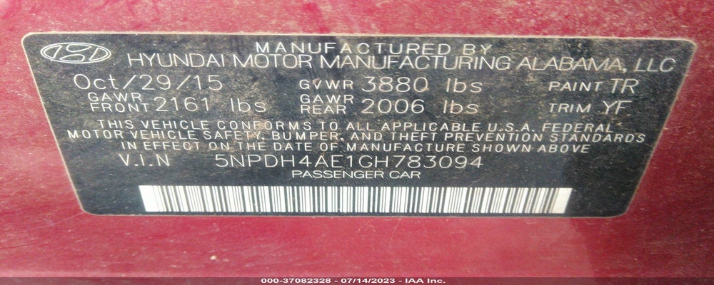 5NPDH4AE1GH783094 2016 HYUNDAI ELANTRA photo no. 9