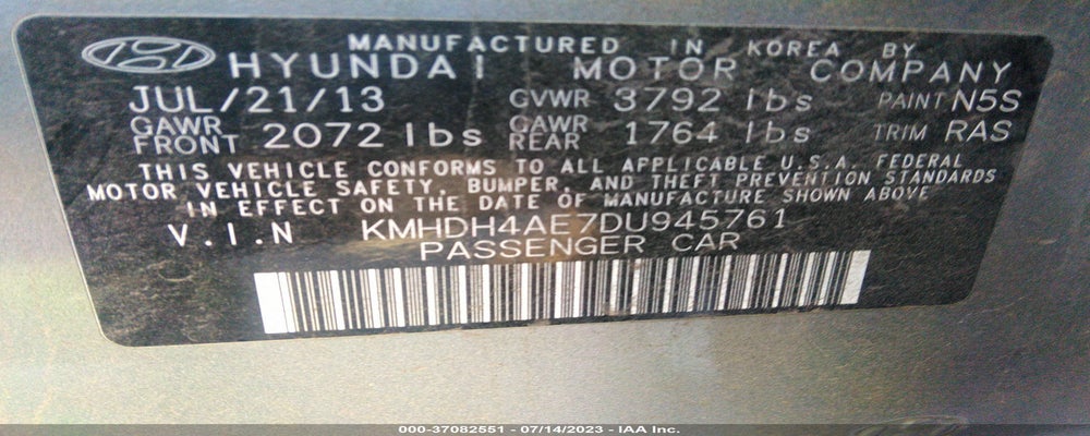 KMHDH4AE7DU945761 2013 HYUNDAI ELANTRA photo no. 9