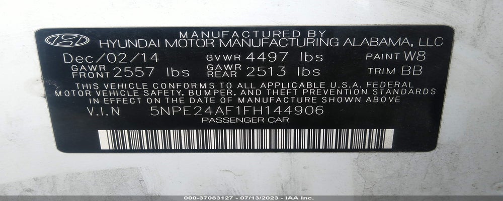 5NPE24AF1FH144906 2015 HYUNDAI SONATA photo no. 9