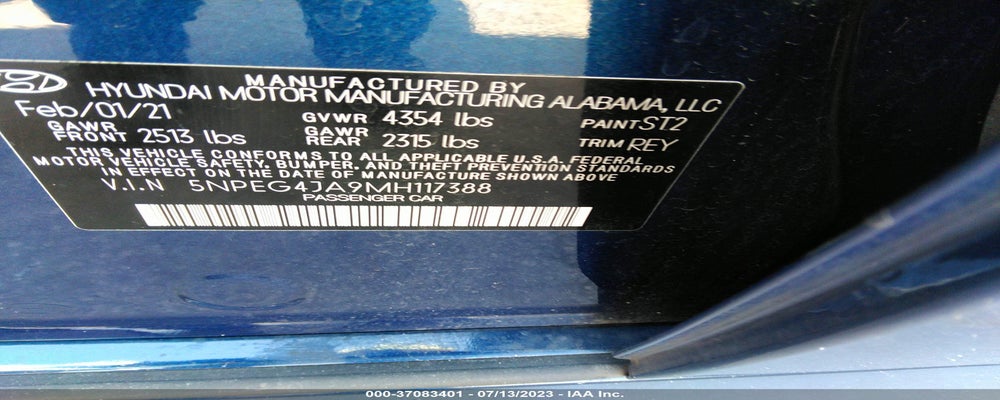 5NPEG4JA9MH117388 2021 HYUNDAI SONATA photo no. 9