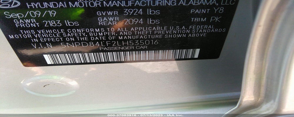 5NPD84LF2LH535016 2020 HYUNDAI ELANTRA photo no. 9