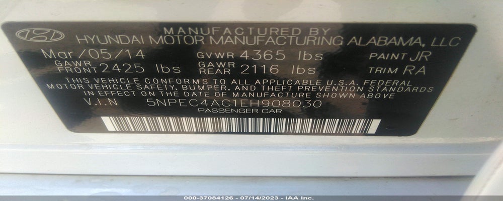 5NPEC4AC1EH908030 2014 HYUNDAI SONATA photo no. 9