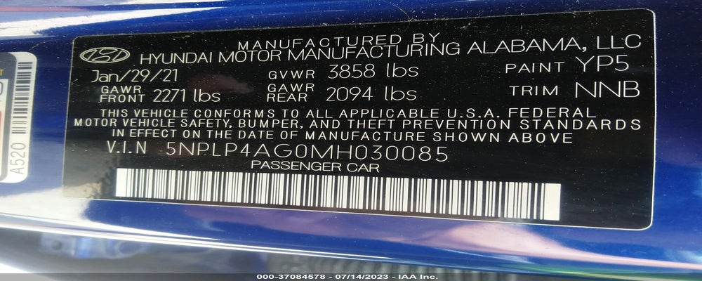 5NPLP4AG0MH030085 2021 HYUNDAI ELANTRA photo no. 9