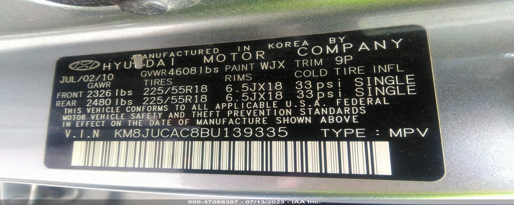 KM8JUCAC8BU139335 2011 HYUNDAI TUCSON photo no. 9