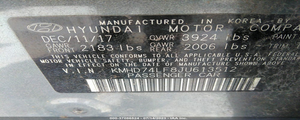 KMHD74LF8JU613512 2018 HYUNDAI ELANTRA photo no. 9