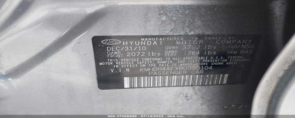 KMHDH4AEXBU080104 2011 HYUNDAI ELANTRA photo no. 9
