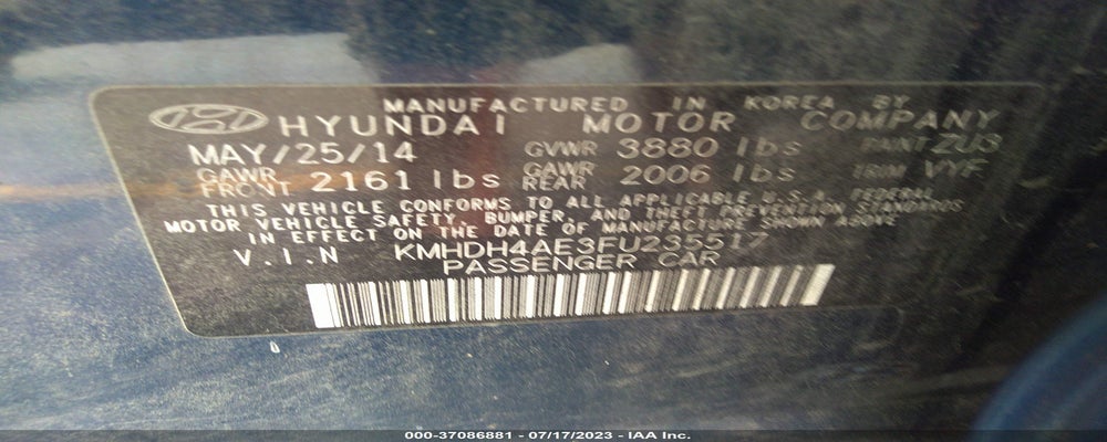 KMHDH4AE3FU235517 2015 HYUNDAI ELANTRA photo no. 9