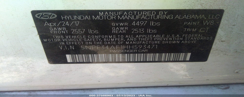5NPE34AF1HH593471 2017 HYUNDAI SONATA photo no. 9