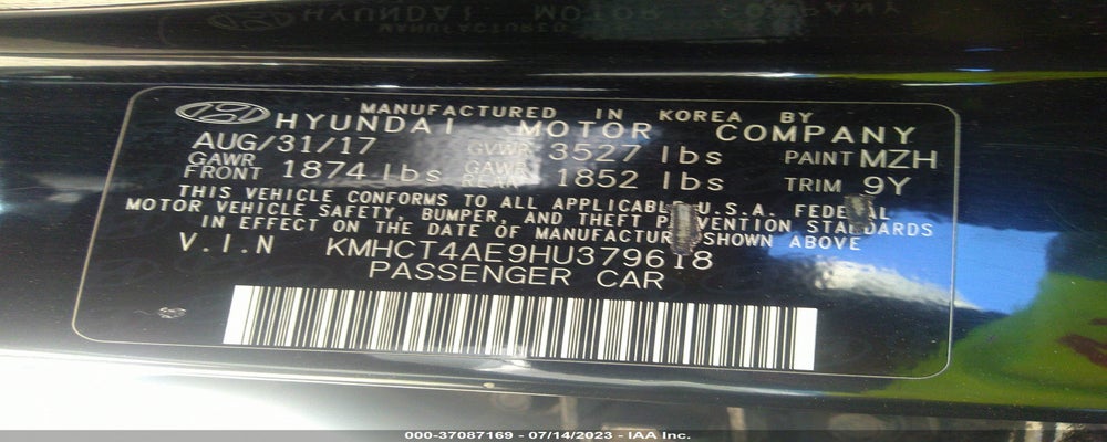 KMHCT4AE9HU379618 2017 HYUNDAI ACCENT photo no. 9